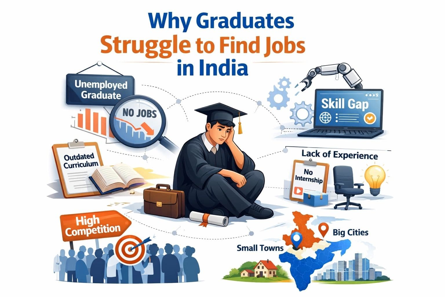 Why Many Graduates Struggle to Find Jobs in India: Causes, Challenges, and Solutions